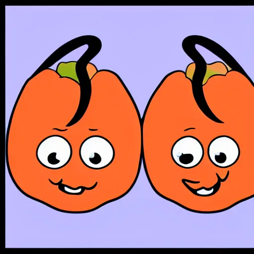 Image similar to a logo picturing three little cantaloupes, with differing emotions, and devil tails and horns, in cartoon style,