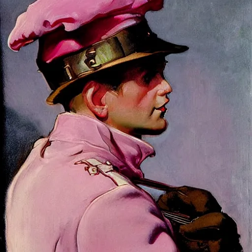 Image similar to pink foot soldier, by j. c. leyendecker