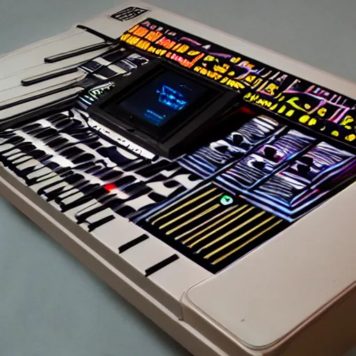 Prompt: body paint of a synthesizer,