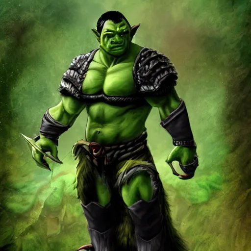 Prompt: a green-skinned half-orc, today's featured fantasy photography