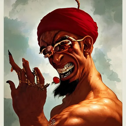 Image similar to gonzo the great as dhalsim from street fighter, 4 k, ultra realistic, detailed focused art by artgerm and greg rutkowski and alphonse mucha