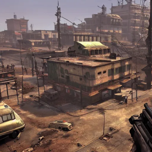 Image similar to new delhi, india in ruins post - nuclear war in fallout 4, in game screenshot