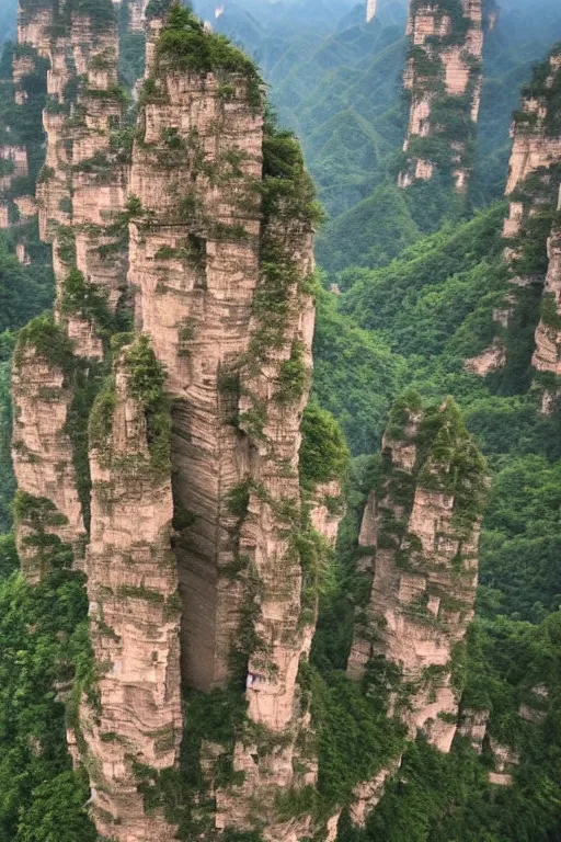 Image similar to pipe organ carved into zhangjiajie, award winning national geographic, iol painting