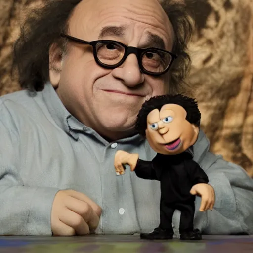 Prompt: Danny DeVito as a claymation figure and a Tim Burton movie, extremely detailed, macro photo