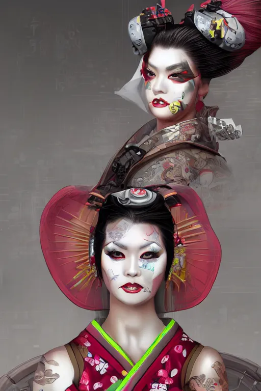 Prompt: agile geisha cyberpunk Dragon princess, digital art, 8k ,character ,realistic, portrait, hyperrealistic