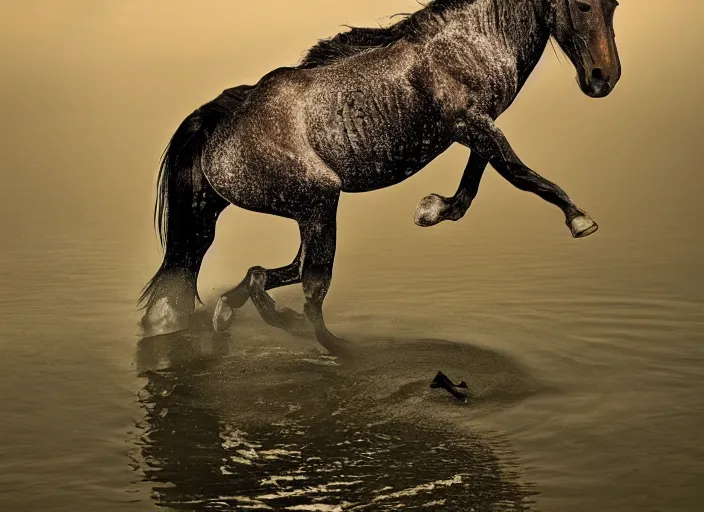 Image similar to horse with crocodile tail, national geographic photography