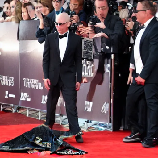 Prompt: Reptilian hollywood actor walking the red carpet, full body, 8k, paparazzi