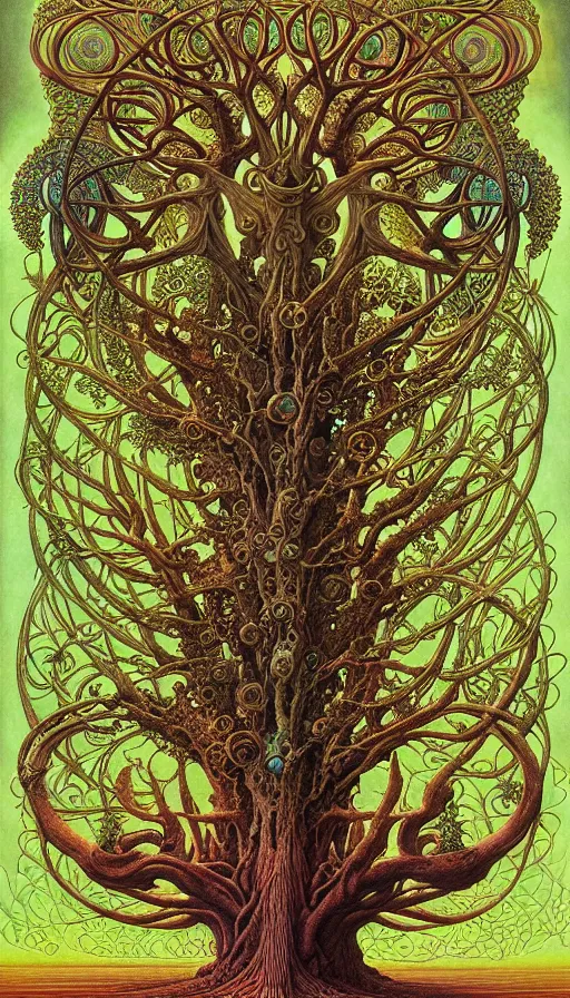 Image similar to tree of life by roger dean and andrew ferez, art forms of nature by ernst haeckel, divine chaos engine, symbolist, visionary, art nouveau, botanical fractal structures, organic, detailed, realistic, surreality