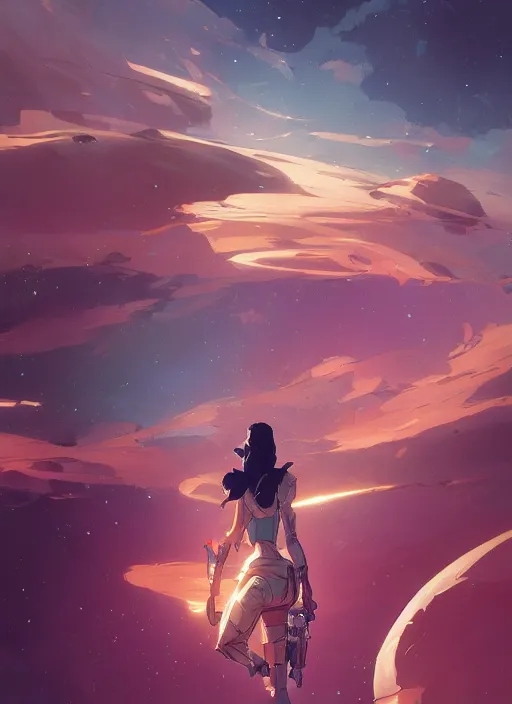 Image similar to floating inside the space of my mind behance hd artstation by jesper ejsing, by rhads, makoto shinkai and lois van baarle, ilya kuvshinov, ossdraws, that looks like it is from borderlands and by feng zhu and loish and laurie greasley, victo ngai, andreas rocha