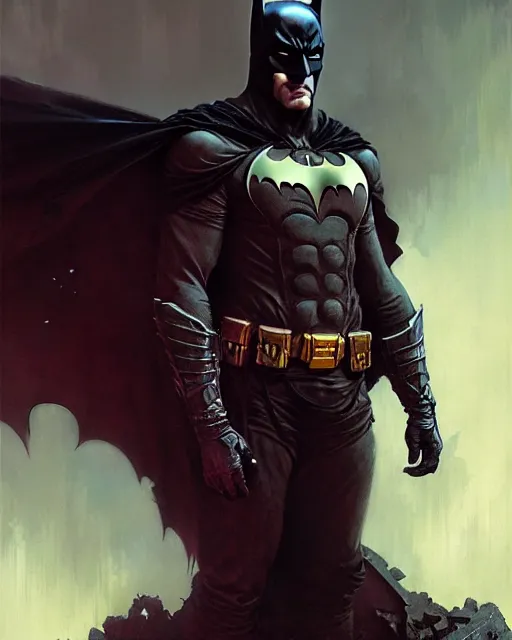 Prompt: grim batman, fantasy character portrait, ultra realistic, concept art, intricate details, highly detailed by greg rutkowski, gaston bussiere, craig mullins, simon bisley