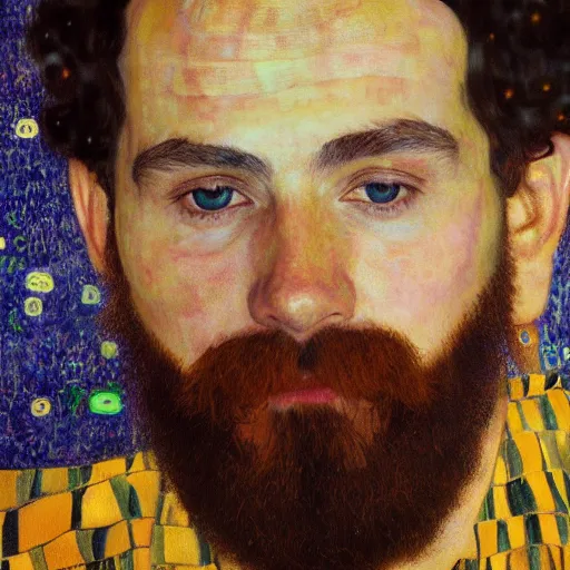 Prompt: a painting portrait of a man taking a selfie by gustav klimt, trending on artstation, 4 k, very detailed