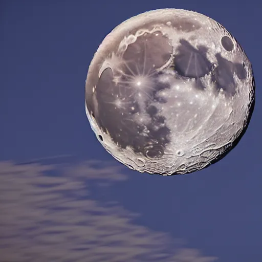 Prompt: photo of the moon exploding in the sky on a clear, cloudless sky, blue sky