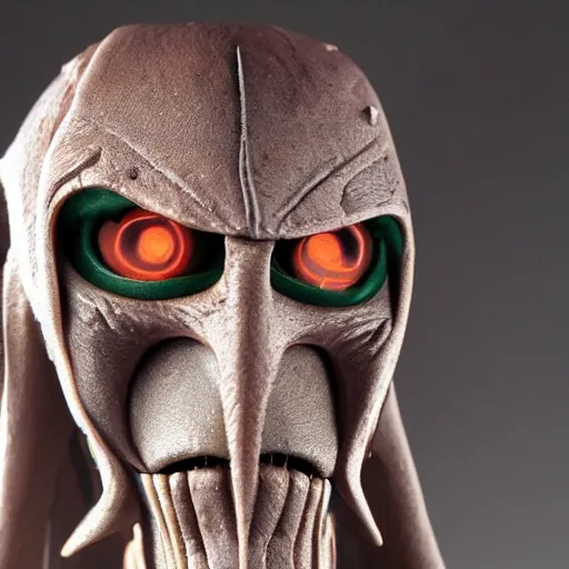 Prompt: General Grevious from Star Wars with demonic eyes close up