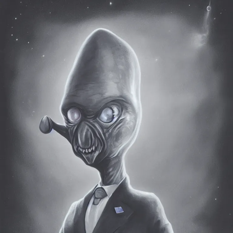 Prompt: A sinister grey space alien, official portrait