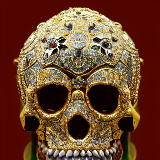 Prompt: an ornate faberge skull