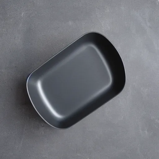 Prompt: minimal iron cast pan inspired by Dieter Rams