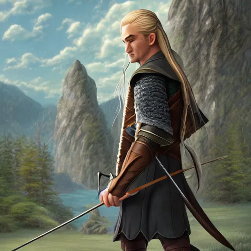 Prompt: Legolas ade out of wool, extra detailed, digital illustration, by Makoto Shinkai and thomas kinkade, digital painting, Matte painting, trending on artstation and unreal engine