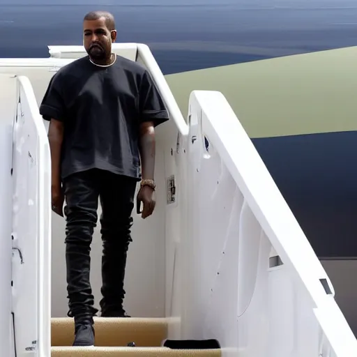 Prompt: president kanye west boarding air force one