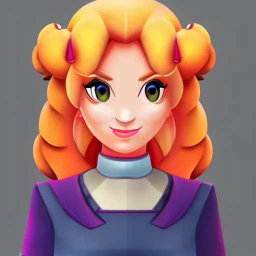 Image similar to an icon of princess peach's face, artstation, rpg, digital art, isometric, dark background.