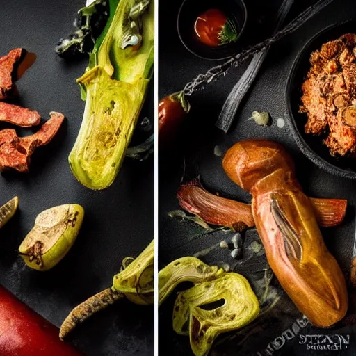 Image similar to spartan warrior on dmt, professional food photography