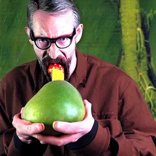 Prompt: gordon freeman licking a mango, horrifying