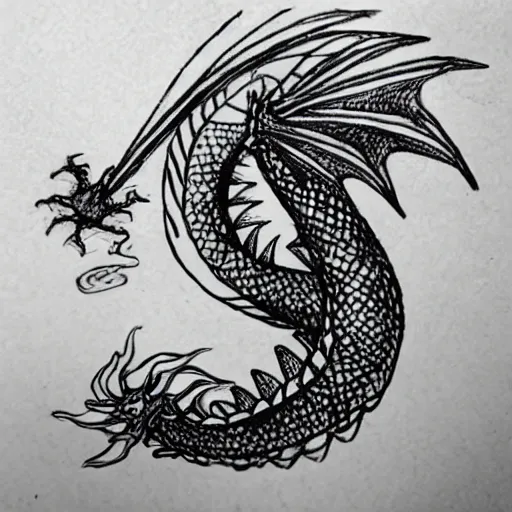 Prompt: “fire breathing dragon, doodle”