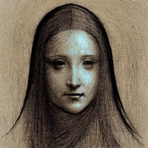 Image similar to sketch of a woman face by leonardo da vinci