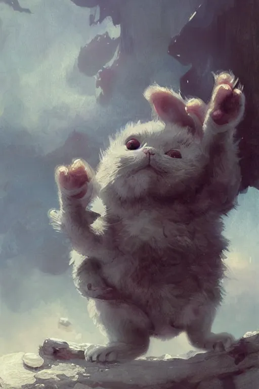 Prompt: a very cute character baby creature from the thing movie and dragon ball and kawai cat, beautiful painting by louis remy mignot, greg rutkowski, ilya repin, nice lighting, smooth tiny details, soft and clear shadows, low contrast, perfect