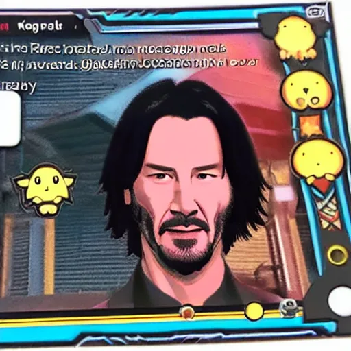 Image similar to keanu reeves in a pokemon card 4 k detailed super realistic