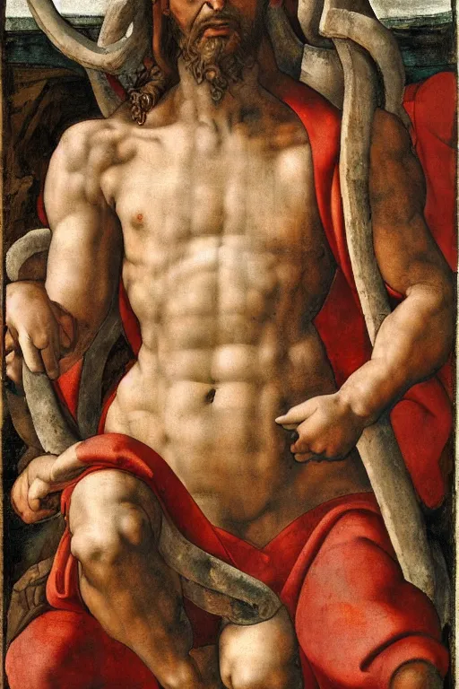 michelangelo painting of cross between jesus christ Stable