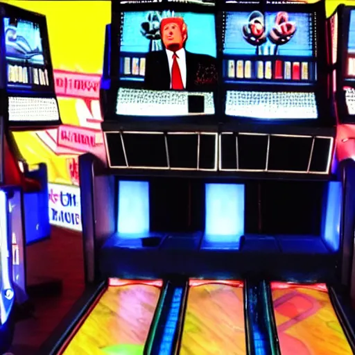 Prompt: donald trump playing dance dance revolution