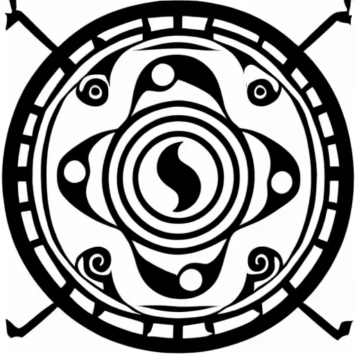 Image similar to the yin yang symbol, vector image, black and white