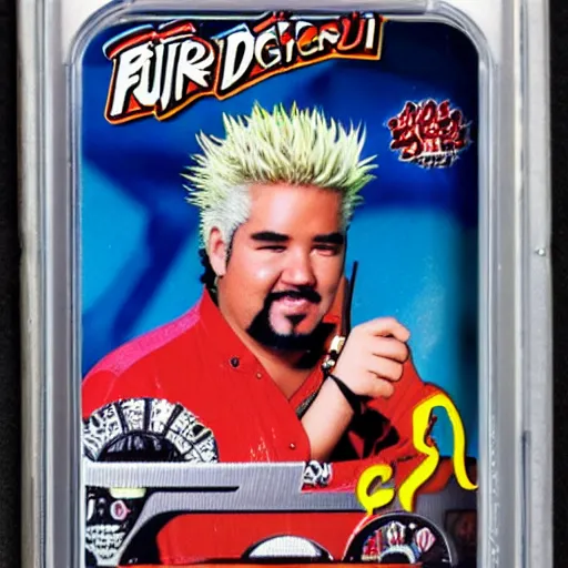 Image similar to guy fieri has ramen noodle hair for the nintendo genesis, game case, box art