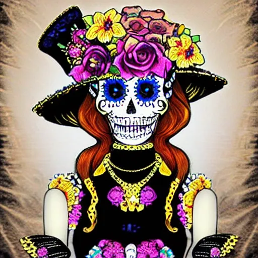 Image similar to a fabergé la catrina realistic