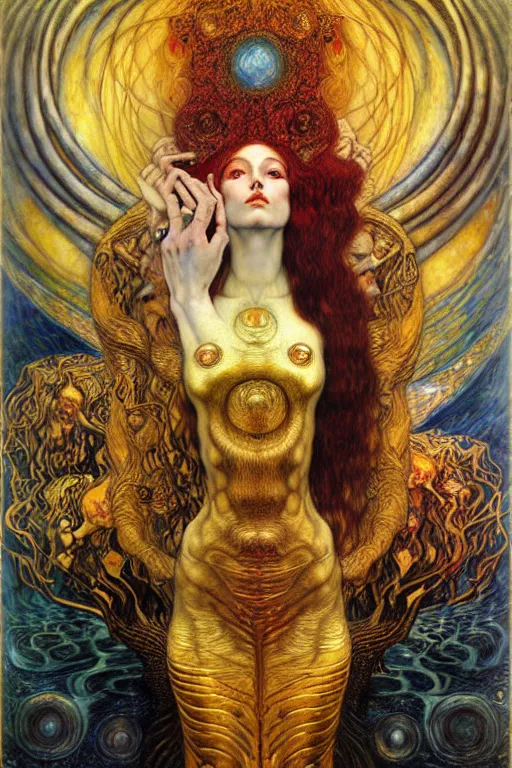 Image similar to Divine Chaos Engine by Karol Bak, Jean Delville, William Blake, Gustav Klimt, and Vincent Van Gogh, symbolist, visionary