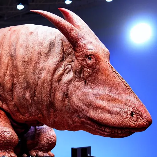 Image similar to elon musk as a rhinosaurus