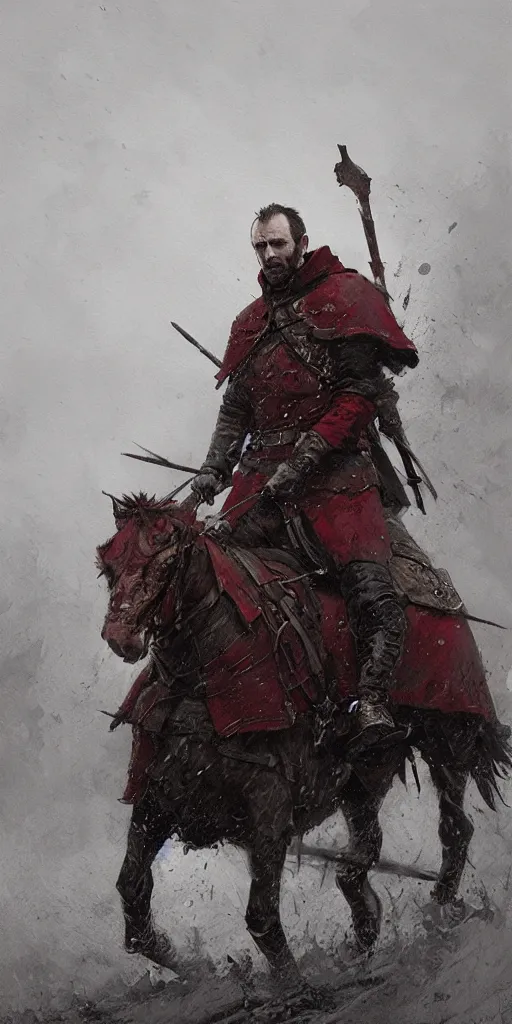 Image similar to stannis baratheon, artstation, jakub rozalski, high detail, dramatic lighting