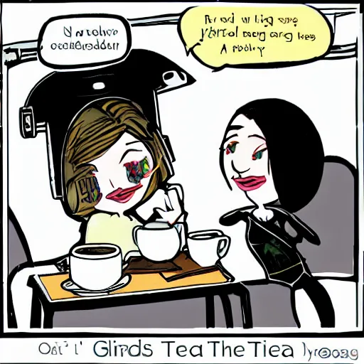 Image similar to glados drinking tea
