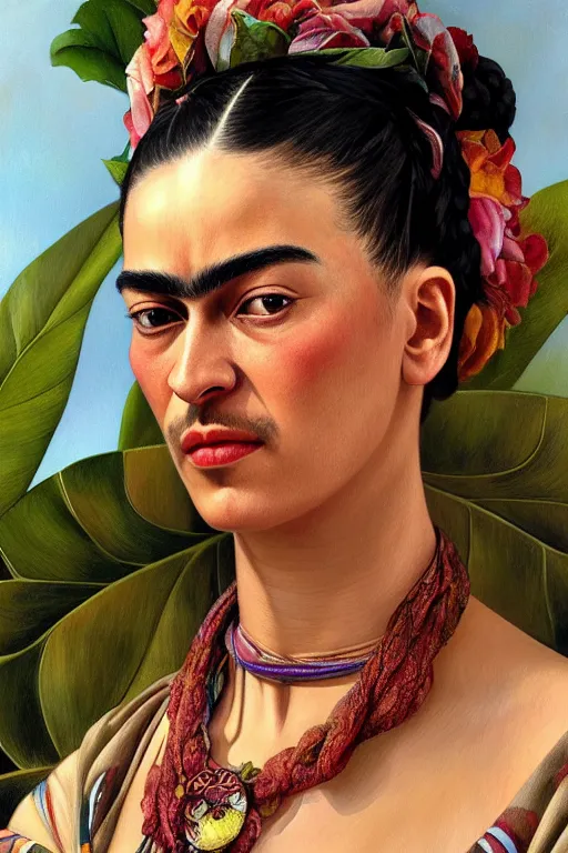 Prompt: ultra realistic illustration, frida kahlo, staring directly into camera, intricate, elegant, highly detailed, digital painting, artstation, concept art, smooth, sharp focus, illustration, art by artgerm and greg rutkowski and alphonse mucha