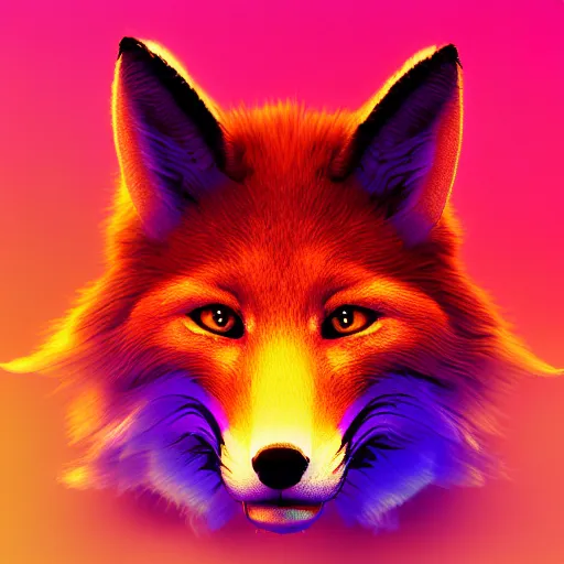 Prompt: synthwave fox, digital art, 3 d render, oktane, post - processing