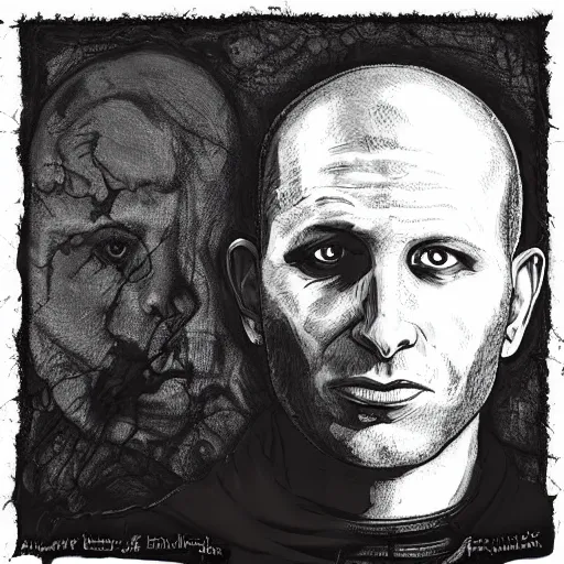 Image similar to naftali bennett as a high detailed black metal album cover