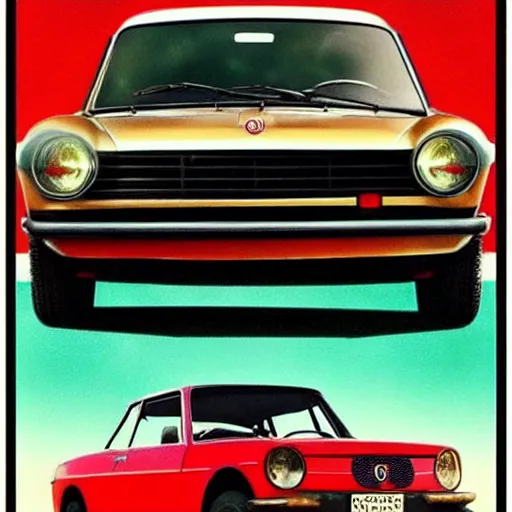 Image similar to @fiat 124 berlina@ in soviet city. Film poster. Epic cinematic