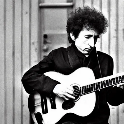 Image similar to bob dylan playing his guitar in wantage united kingdom, photograph