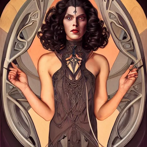 Image similar to an art nouveau, ( streamline moderne ), multi - ethnic and multi - racial portrait in the style of charlie bowater, and donato giancola, and charles dulac. very large, clear, expressive and intelligent eyes. symmetrical, centered, ultrasharp focus, dramatic lighting, photorealistic digital painting, intricate ultra detailed background.