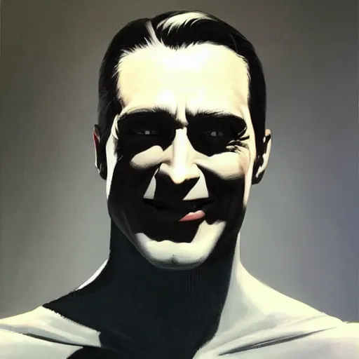 Image similar to An ultra-realistic portrait painting of Batman smiling in the style of Alex Ross. 4K. Ultra-realistic. Highly detailed. Epic lighting.