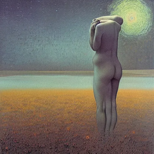 Prompt: illustrated by zdzisław beksinski and van gogh