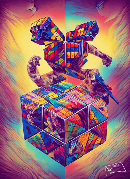 Image similar to scrambled rubiks cube animals, tristan eaton, victo ngai, artgerm, rhads, ross draws