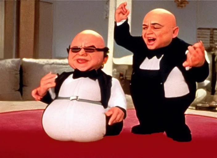 Image similar to film still of Danny Devito as Mini Me from Austin Powers