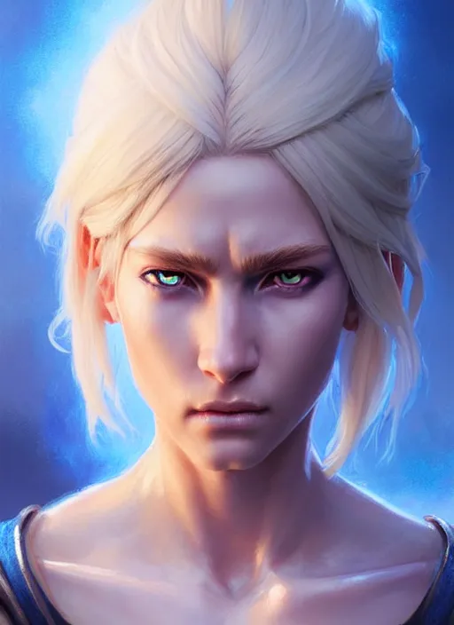 Image similar to a fantasy style portrait painting of shy white female paladin scar wound left eye with blonde hair and blue eyes, holy oil painting unreal 5 daz. rpg portrait extremely detailed artgerm greg rutkowski _ greg