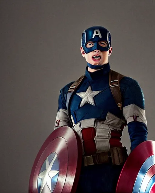 Image similar to original screen test of chris evans as captain america footage leaks from the movie captain america : the first avenger. photographic, photography